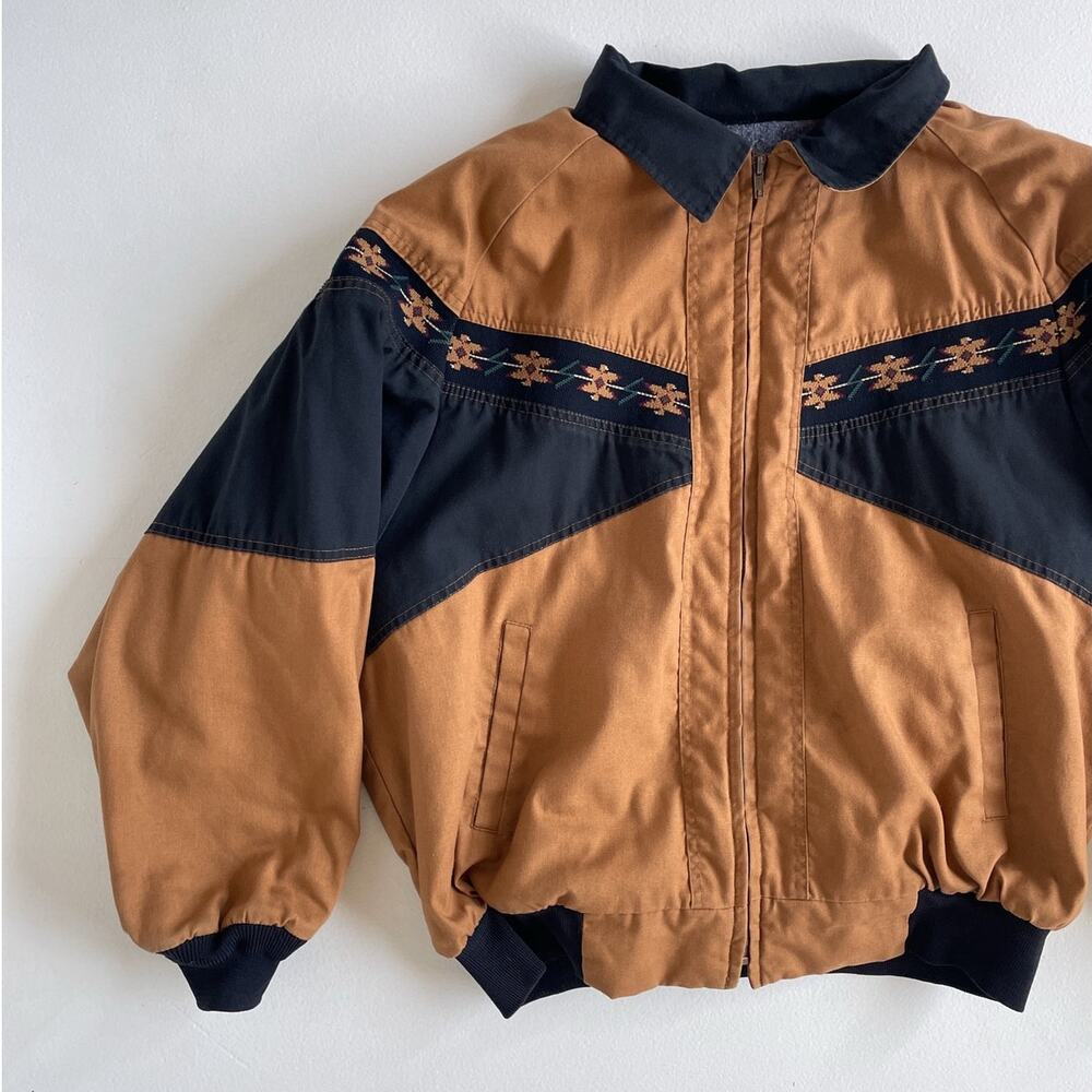 Vtg 90s Canyon Guide Outfitters Bomber Jacket / 2XL Blanket Lined Western Floral - Picture 3 of 11